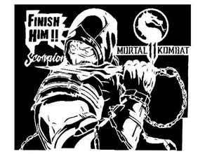 mk11 scorpione stencil 2dart demone mortale kombat ninja 3d print model - Mito3D