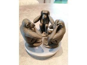 trois monos sabiduría sabio 3d print model - Mito3D
