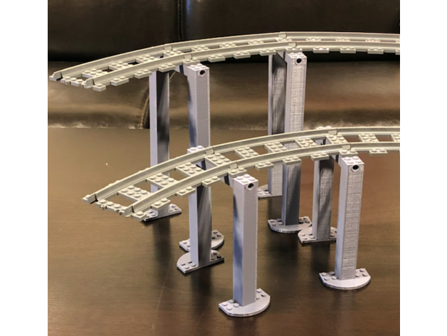 lego train incline support extended 3D print model - Mito3D