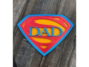 Superman super papa mur pendre décoration pères journée monter 3d print model - Mito3D