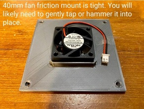 retrocube pi 4 case 40mm fan friction mount 3d print model - Mito3D