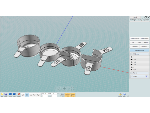 nesting mearsuring cups 3D print model - Mito3D