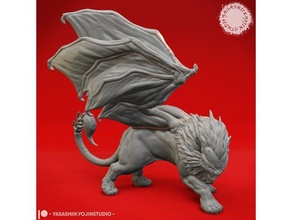manticore - tabletop miniature 32mm 54mm boardgame creature dnd dragon dungeons dragons frostgrave lion monster pathfinder rpg ttrpg 3d print model - Mito3D