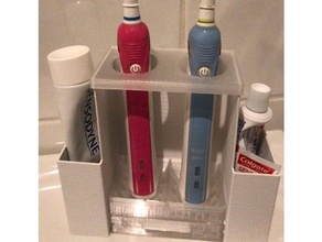 elektrisch Zahnbürste Halter Unterstützung tropfen Tablett doppelt einfach reinigen freecad oral 3d print model - Mito3D