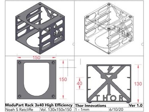modupart modular parts organizer - rack 3x40 high efficiency 3d print model - Mito3D
