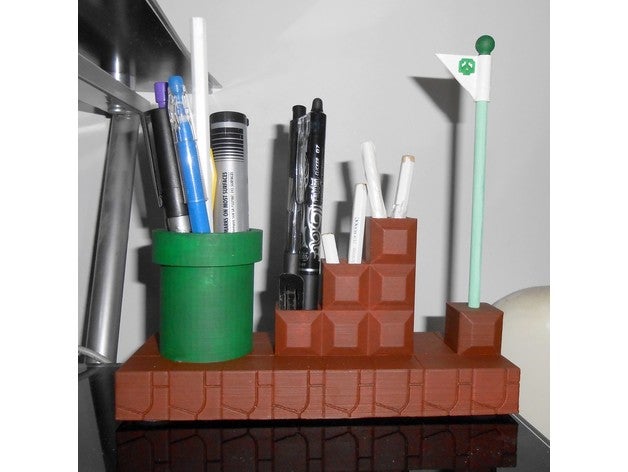 mario hermanos estilo bolígrafo organizador súper 3D print model - Mito3D