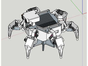 hexapod caminhando robô 12+2 DOF 3d print model - Mito3D
