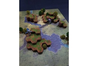 mecha hex hills - grasslands set 2 american wargame terrain 3d print model - Mito3D