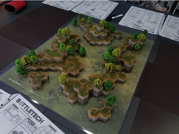 mecha hex hills - grasslands set 3 american wargame terrain 3D print model - Mito3D