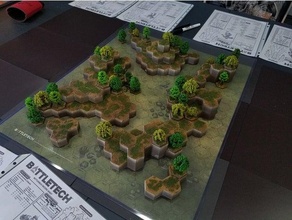 mecha hex hills - grasslands set 3 american wargame terrain 3d print model - Mito3D