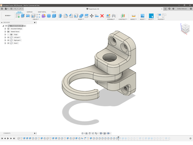 asciugamano gancio ganci parete 3D print model - Mito3D