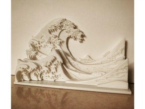 great wave kanagawa 3d art frame ink japan japanese picture print sculpture 3d print model - Mito3D