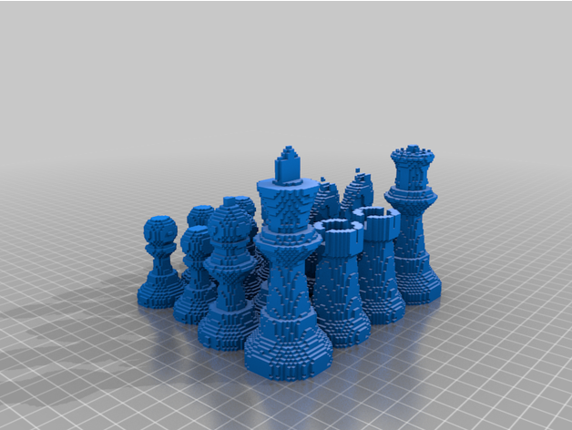 pixelado xadrez conjunto ches errāsset cheset peças pixel shess 3D print model - Mito3D