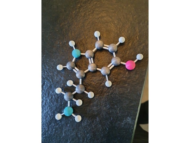serotonin molecule chemistry model flat hormone models parathyroid 3D print model - Mito3D