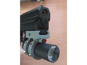 airsoft tactique lumière picatinny rail accessoires attachement pièces laser LED adaptateur monter torche usp 3d print model - Mito3D