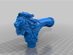 lion walking stick handle 3d print model - Mito3D