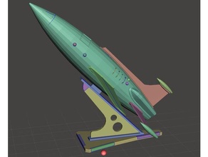 ricaduta newvegas rocketstatue vegas retrò futuristico razzo scienza finzione scifi statua 3d print model - Mito3D