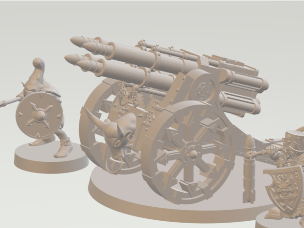 caos anão foguetes lançador infernal artilharia sigmar anões t9a martelo guerra 3D print model - Mito3D