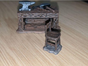 small rough chair miniature painting scale scatter tabletop terrain wood wooden 3d print model - Mito3D