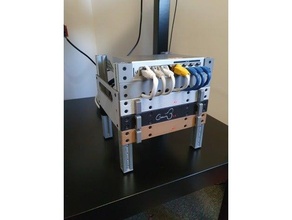 unifi rack 6 ethernet network networking switch holder raspberry pi server 3d print model - Mito3D