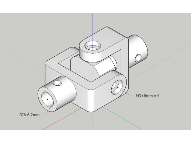 Junta universal articulación 3D print model - Mito3D