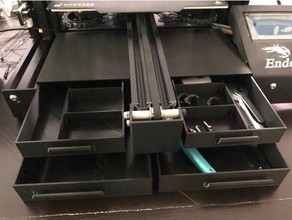 ender 3 pro - dual double drawers storage tool tools holder 3d print model - Mito3D