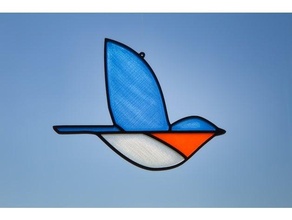 oiseau bleu aile coloré verre capteur soleil 3d print model - Mito3D