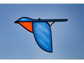 pássaro azul asa manchado vidro apanhador sol 3d print model - Mito3D