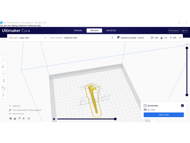 Konu bobin Kulp destek Ikea Skadis pegboard 3D print model - Mito3D