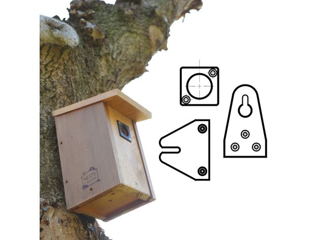 bird house nest box hanger bracket mount 3D print model - Mito3D
