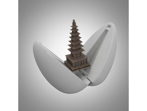 seven-floor stone tower surprise egg 3d print model - Mito3D