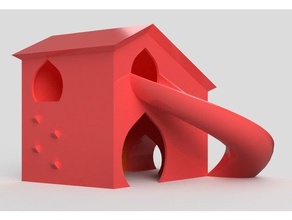 hamster house slide floor hamster house mini house pet pets slide small tiny 3d print model - Mito3D