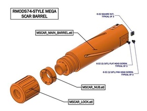 rmods74 estilo mega cicatriz barril nerf 3d print model - Mito3D