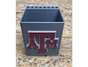 usb pencil holder tamu texas university 3d print model - Mito3D