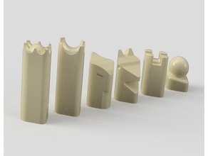 stilisiert Schach Stücke Stück einstellen einfach stilvoll 3d print model - Mito3D