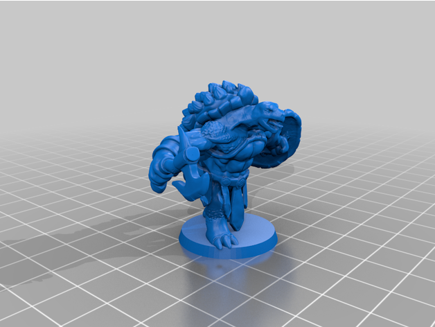 tortle warrior 3dprintable barbarian boardgame dungeons dragons fighter miniature 3D print model - Mito3D