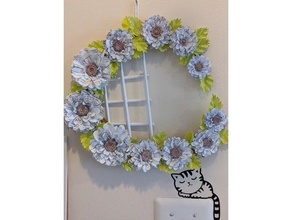 paper flowers silhouette files wreath 3d print model - Mito3D