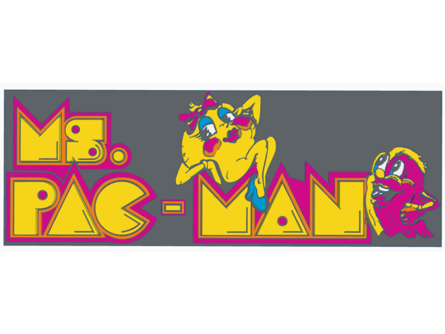 ms pac-man logo hd arcade pac man retro 3D print model - Mito3D
