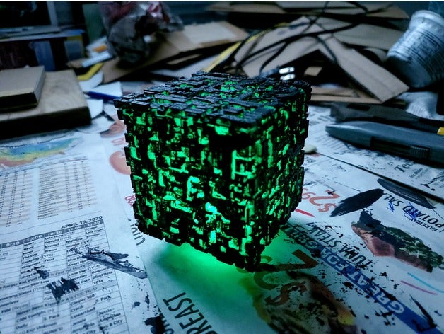borg cube - green led tea light star trek tng 3D print model - Mito3D
