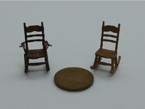 simple rocking chairs quarter scale 28mm 3d print model - Mito3D