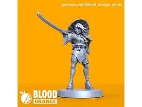 kunoichi sangue laranja miniatura Japão ninja samurai 3d print model - Mito3D