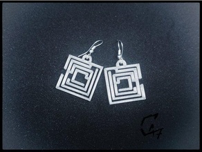 quare labirynth earrings blender c47 earring jewelry jgaurora jgmaker maze necklace rhomb shape small 3d print model - Mito3D