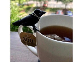 crow friend cup bird clip raven spooky tea witch witches witchy 3d print model - Mito3D