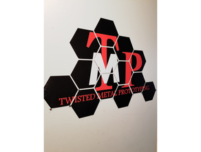tmp hex wall sign hexagon mounted 3d print model - Mito3D