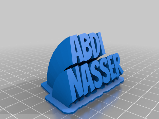 personalizado varrendo 2 line abdi Nasser prato texto 3D print model - Mito3D