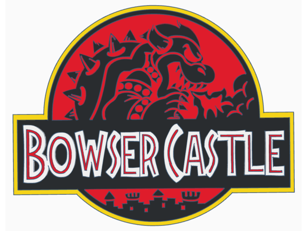 bowser castle logo hd jurassic park mario nintendo super 3D print model - Mito3D