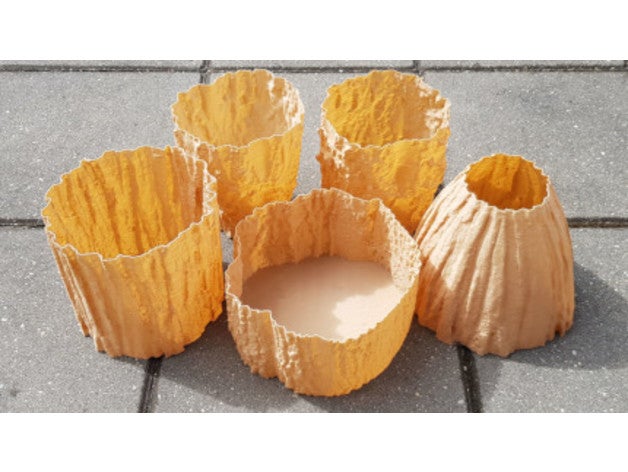 3d escaneado roble árbol textura funcional decorativo artículos escanear regalo cesta lámpara sombra plantador maceta florero 3D print model - Mito3D