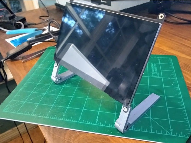 7 pantalla táctil monitor estante soporte bisagra pulgada lcd frambuesa pi rpi 3D print model - Mito3D