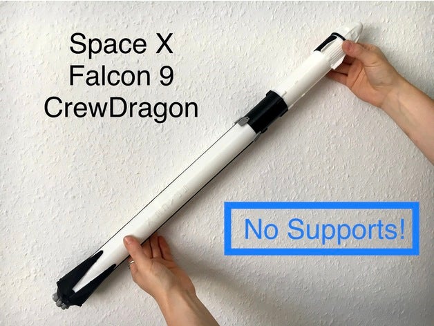 1 110 96 space falcon 9 crew dragon - supports painting 1110 196 block5 crewdragon falcon9 merlin model rocket scale spaceship spacex 3D print model - Mito3D