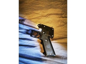 pistol grip sliding legolini slingshot 3d print model - Mito3D
